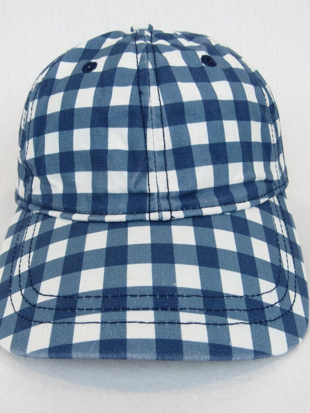 J Crew Gingham Classic Baseball Hat Women's Adjustable Buckle Strap 100% Cotton